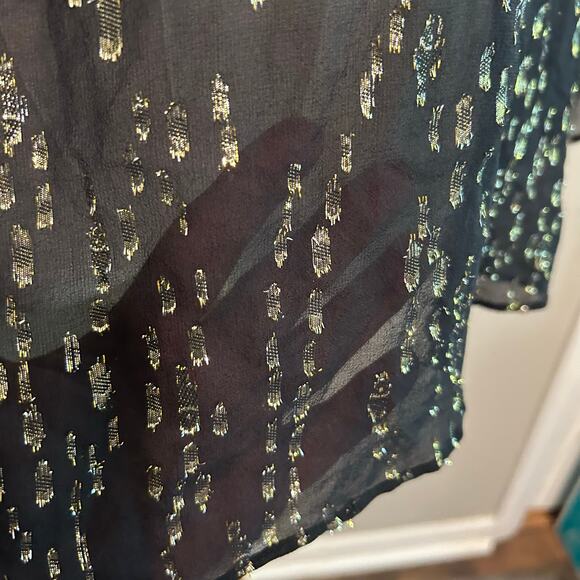 Lily Pulitzer Womens Size XS Black Sheer Gold Inlay Long Sleeve Blouse Top - Picture 6 of 11